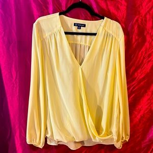 INC bright lemon 🍋 yellow long sleeve shear blouse